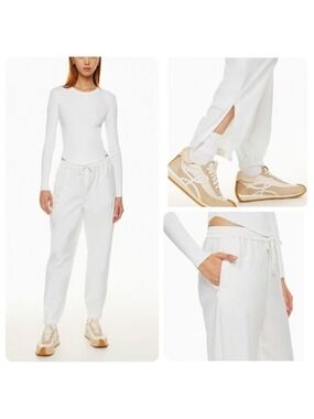 Aritzia Babaton Poe Joggers Pants Mid-rise Water Repellent in White Size Small